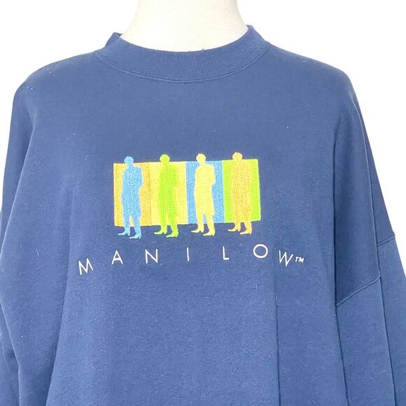 Vintage Barry Manilow Navy Crewneck Sweater XXL - Picture 2 of 7